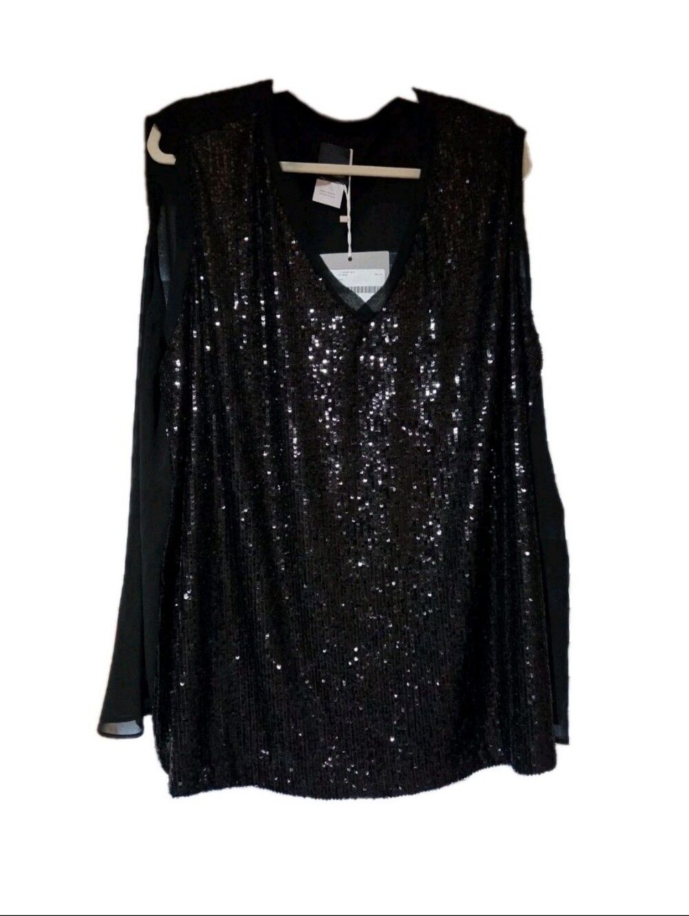 Marina Rinaldi Persona Black Sleeveless Chiffon Sequin Blouse Size 22W $285